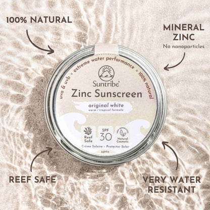 Suntribe Face & Sport Zinc Sunscreen 45g Tin - SPF 30 (White)