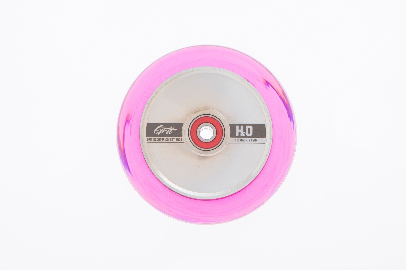 Grit Scooters Hollow Core Wheels H2O 110mm x 24mm Silver / Pink (Pair)