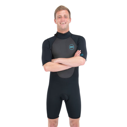 Dakine Mens Quantum Back Zip Shorty 2\2mm F\L (Black / Grey)