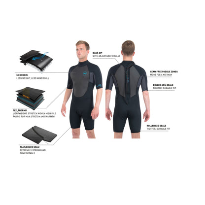 Dakine Mens Quantum Back Zip Shorty 2\2mm F\L (Black / Grey)