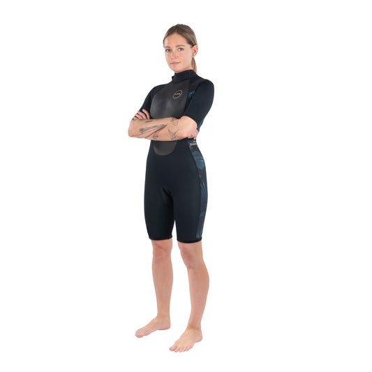 Dakine Womens Quantum Back Zip Shorty 2/2 F/L (Black / Grey)