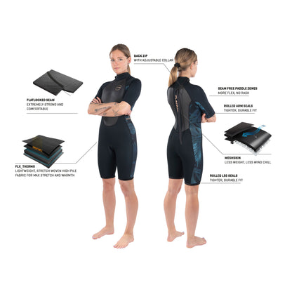 Dakine Womens Quantum Back Zip Shorty 2/2 F/L (Black / Grey)